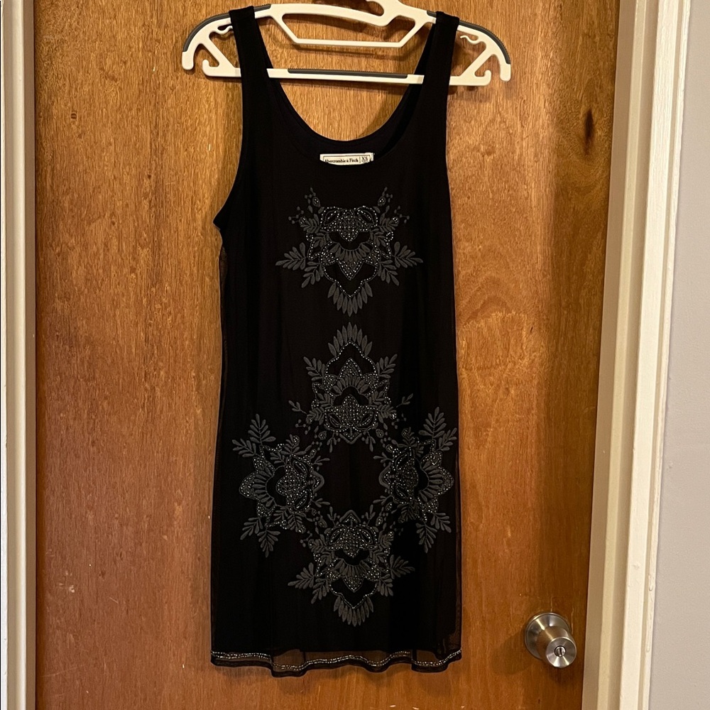Abercrombie & Fitch Black Beaded Sleeveless Dress